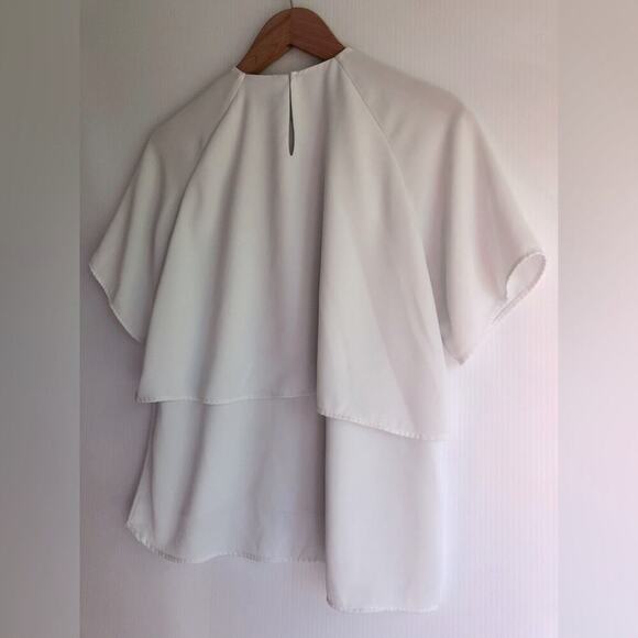 Zara flowy white dress shirt top short sleeve back button closure size XS - Picture 5 of 6